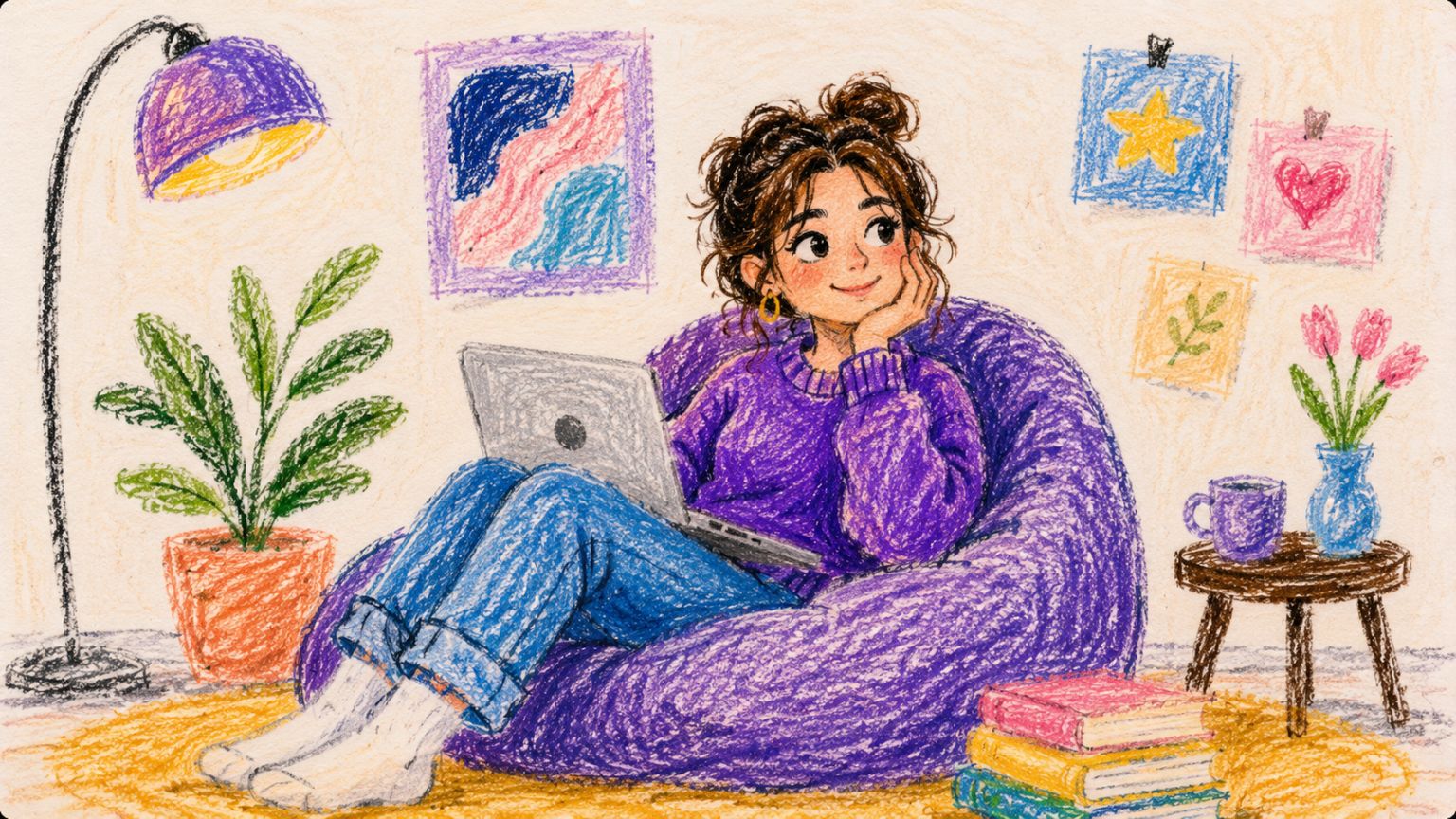 Crayon drawing illustration
