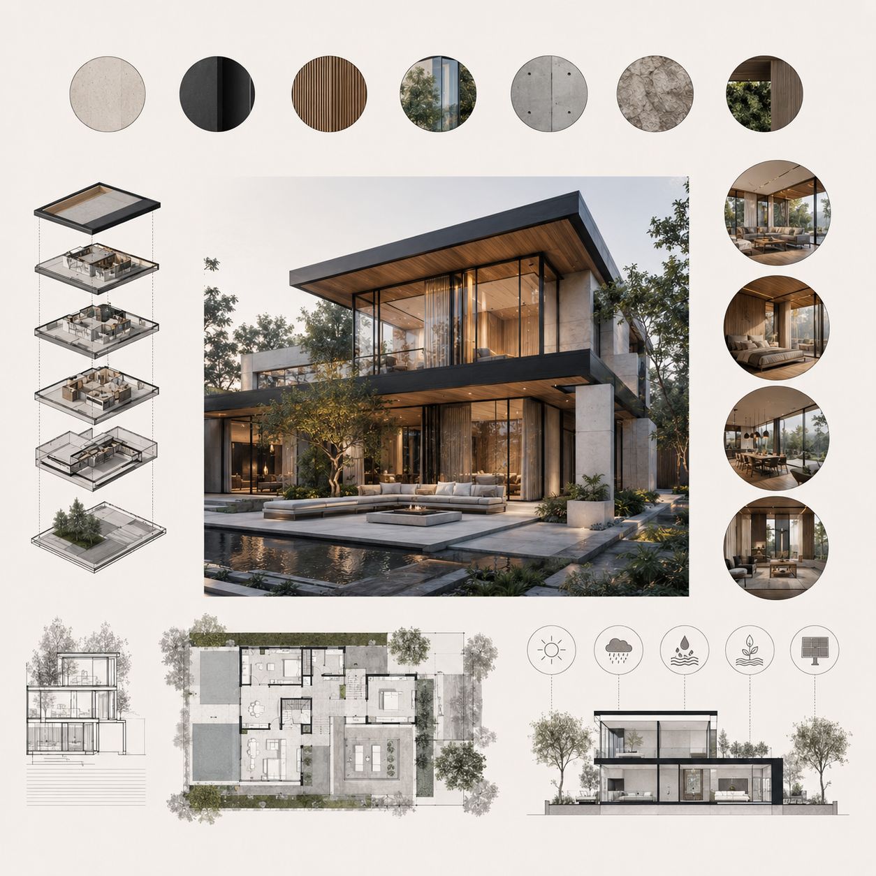 Modern house architecture infographic