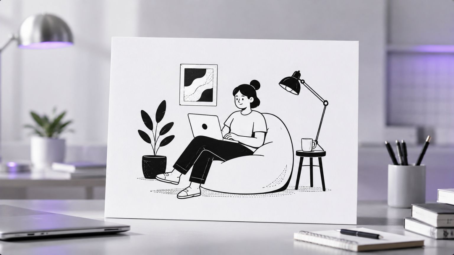 رسم توضيحي مينيمال بأسلوب Notion